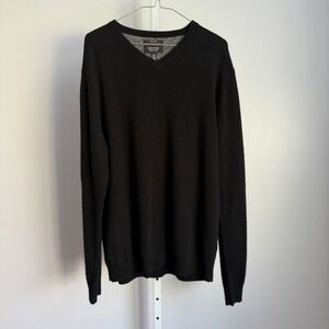 Nordstrom Mens Shop Black Cashmere V Neck Sweater Mens‎ XL Extra Large